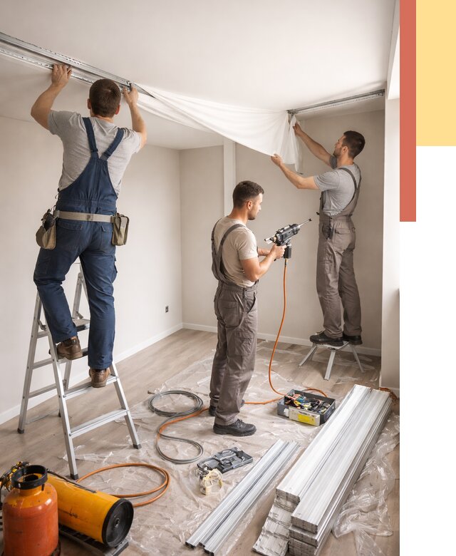 Монтаж натяжного потолка в студии в Тамбове от 5585 руб. — быстро и недорого | ОТДЕЛОЧНИК-Тмб