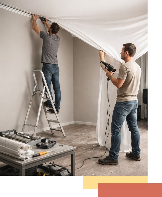 Монтаж натяжного потолка в студии в Тамбове