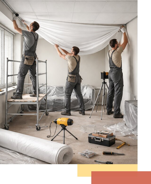 Монтаж натяжного потолка в офисе в Тамбове