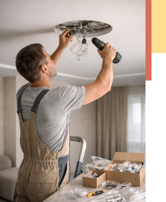 Установка люстры в натяжной потолок в Тамбове от 1218 руб. | Быстро и недорого — ОТДЕЛОЧНИК-Тмб