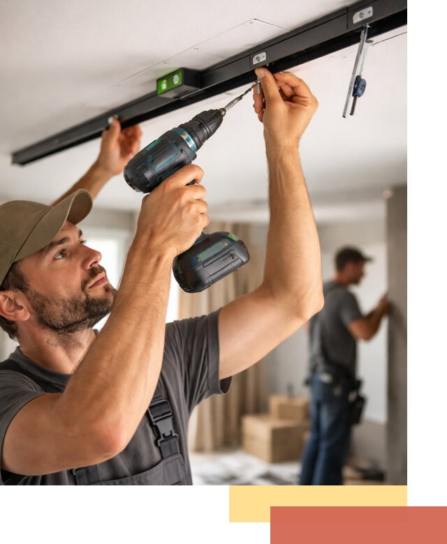 Установка трековых светильников в натяжной потолок в Тамбове