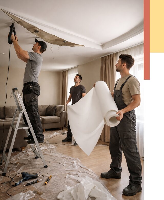 Замена полотна натяжного потолка в Тамбове от 9646 руб. быстро и недорого | ОТДЕЛОЧНИК-Тмб