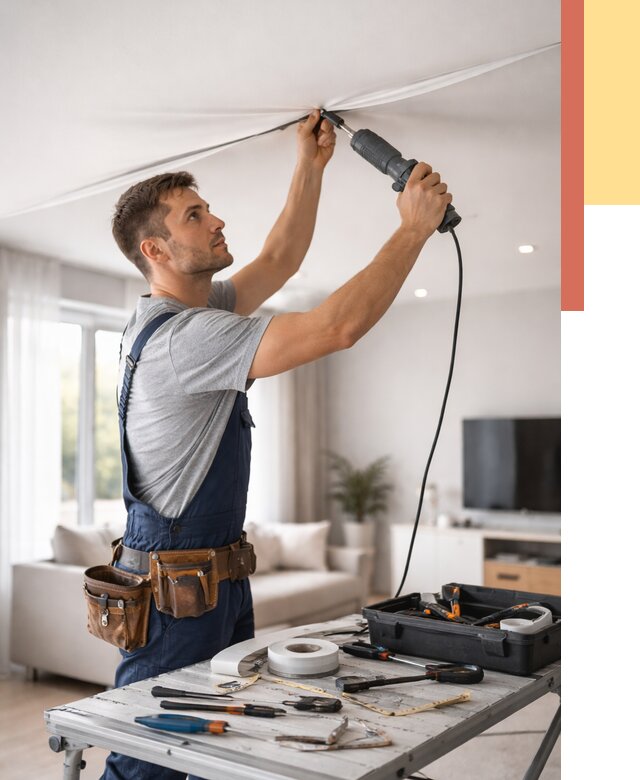 Ремонт натяжных потолков в Тамбове от 9646 руб. под ключ — ОТДЕЛОЧНИК-Тмб