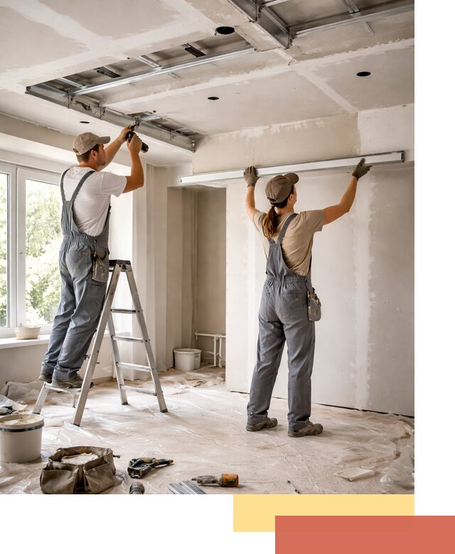 Монтаж многоуровневого потолка из гипсокартона в Тамбове