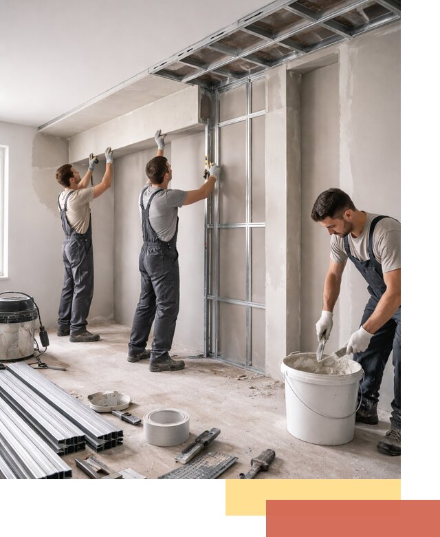 Монтаж потолка из гипсокартона с нишей в Тамбове