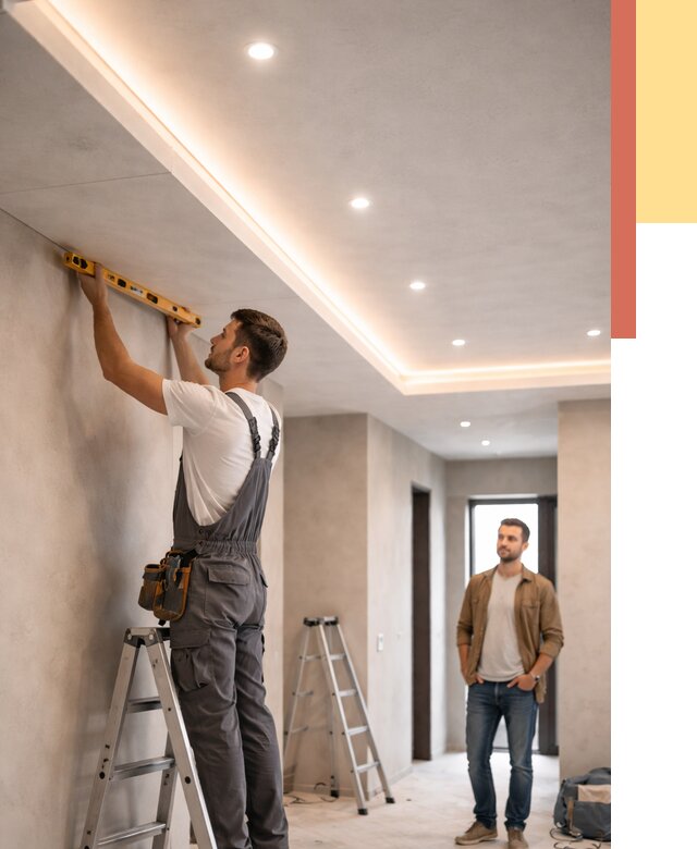 Потолок из гипсокартона с подсветкой в Тамбове от 762 руб./м2 под ключ | ОТДЕЛОЧНИК-Тмб