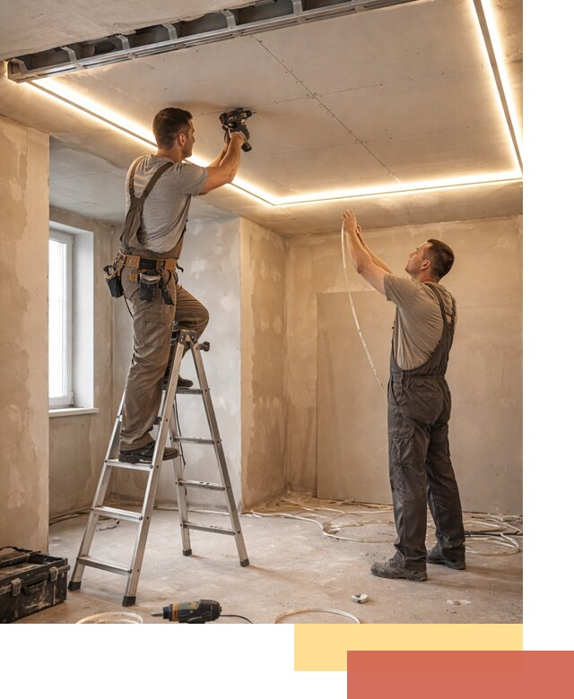 Потолок из гипсокартона с подсветкой в Тамбове