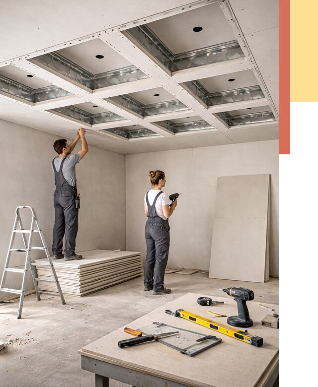 Кессонный потолок из гипсокартона в Тамбове от 1878 руб. — монтаж и под ключ | ОТДЕЛОЧНИК-Тмб