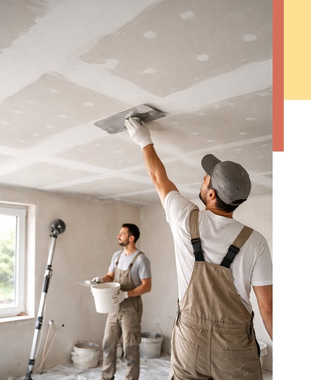 Шпаклевка потолка из гипсокартона в Тамбове от 3249 руб./м2 — услуги под ключ | ОТДЕЛОЧНИК-Тмб