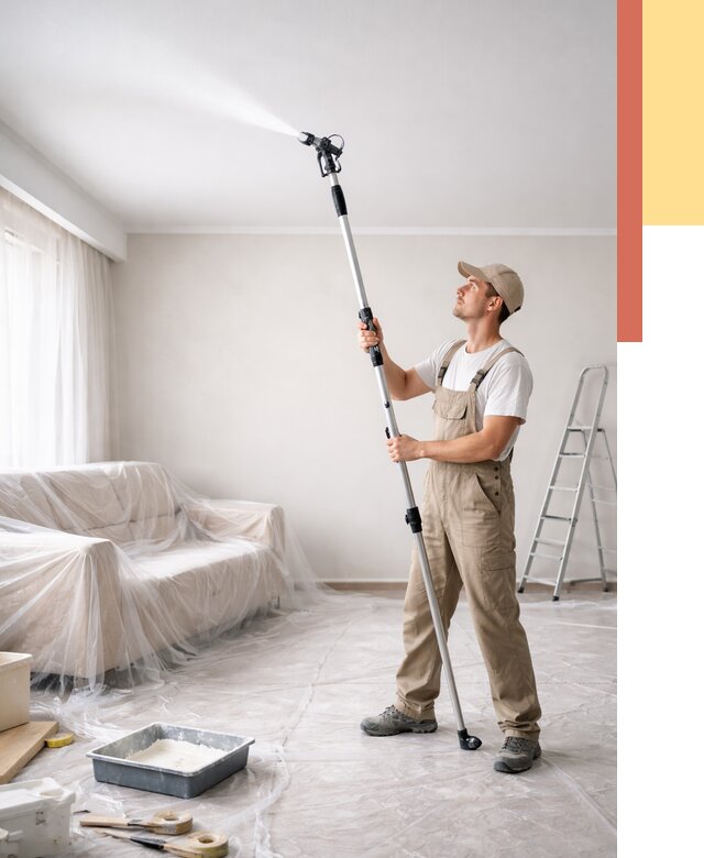 Покраска потолка краскопультом в Тамбове от 4569 руб. быстро и недорого | ОТДЕЛОЧНИК-Тмб