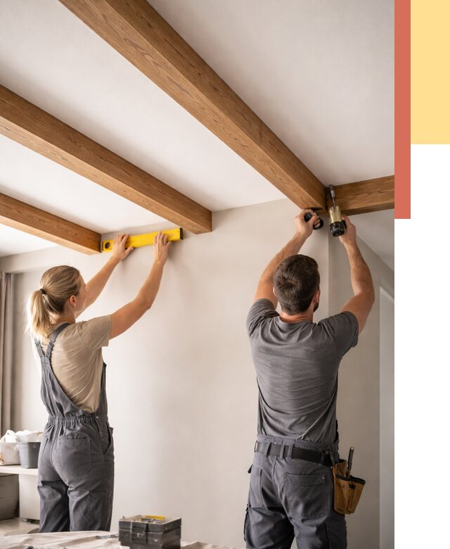 Монтаж декоративных балок на потолок в Тамбове от 4265 руб. — ОТДЕЛОЧНИК-Тмб